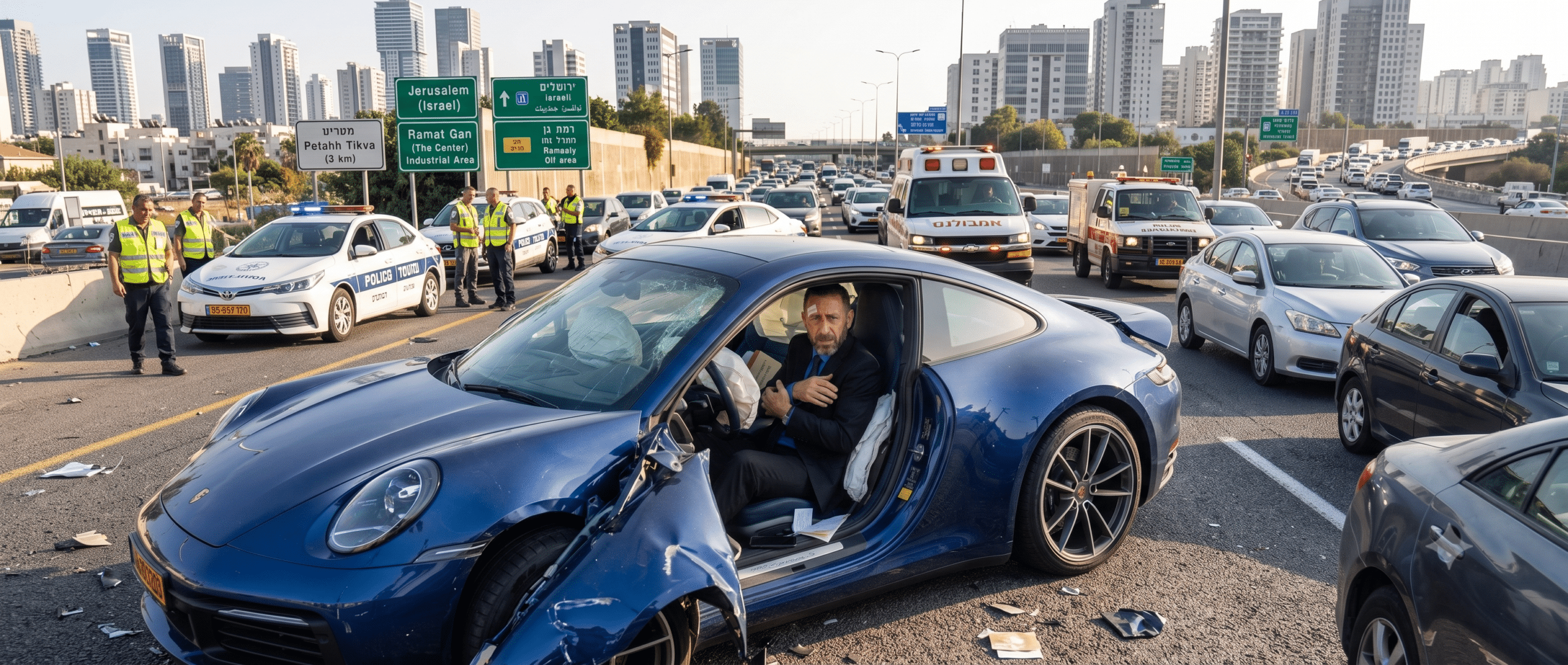 נפגע בתאונת דרכים שהיא תאונת עבודה ברכב פרטי