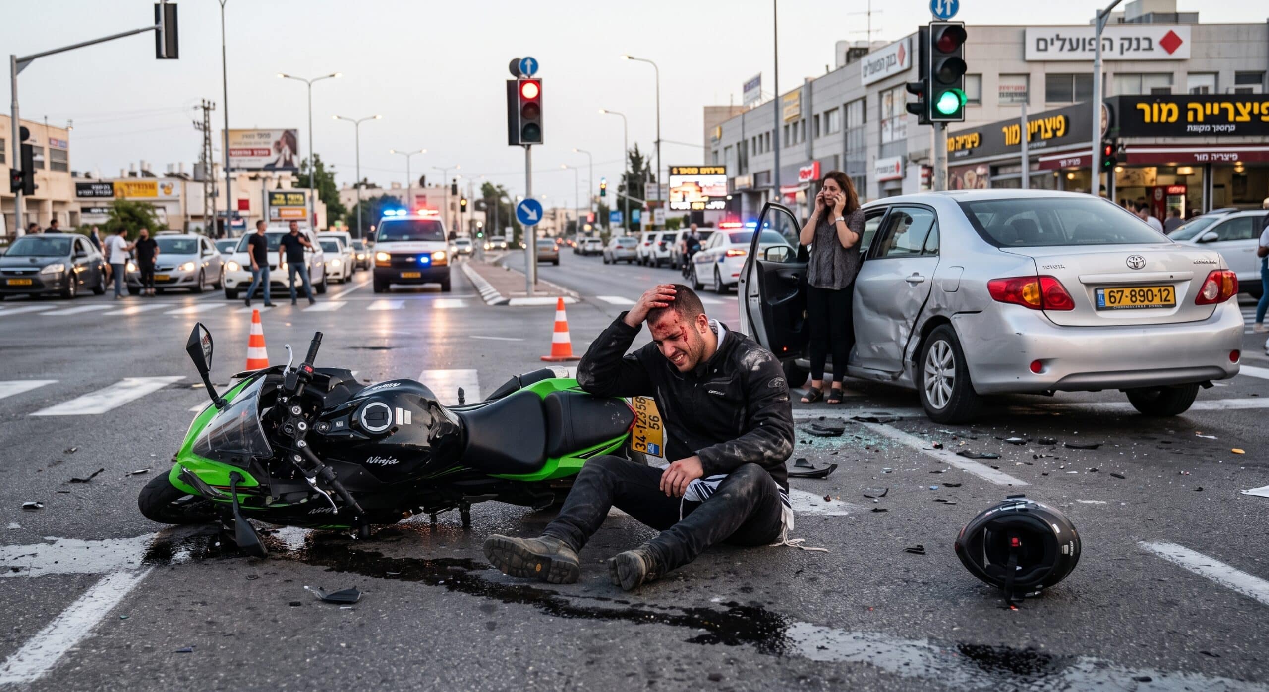פגיעת ראש קשה בתאונת אופנוע תאונת דרכים עם אופנוע